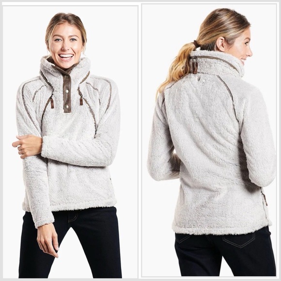 Kuhl Jackets & Blazers - Kuhl Women’s Stone Flight Pullover Fleece Small Stowaway Hood Fuzzy Soft‎ Stone